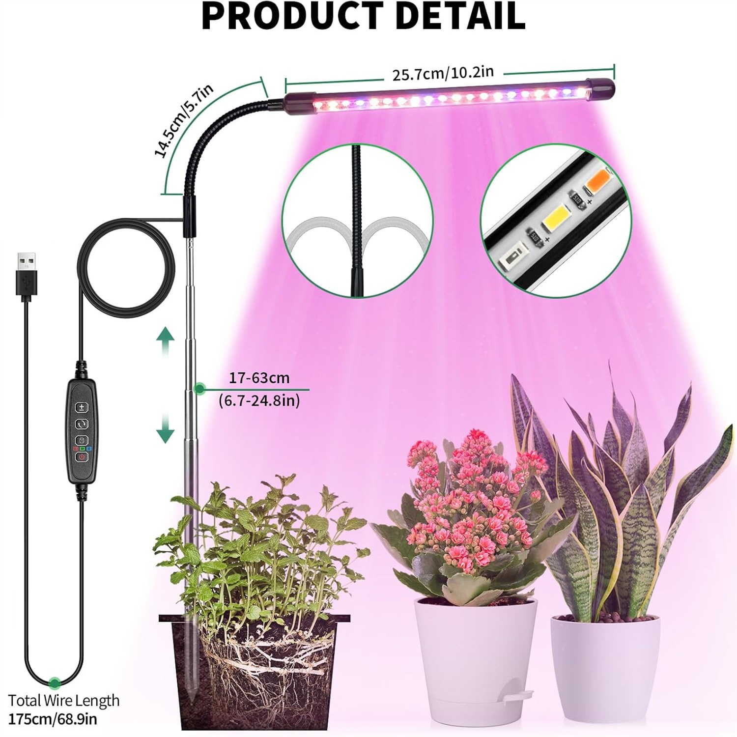 Led Planted Tank Light - 3 colori USB coltiva la lampada