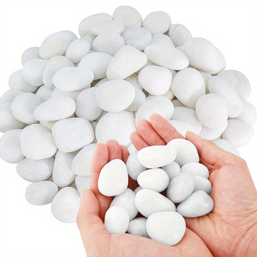 Aquarium Plant In Pot - 200/400g Bianco Alto Lucido Ciottoli Naturali