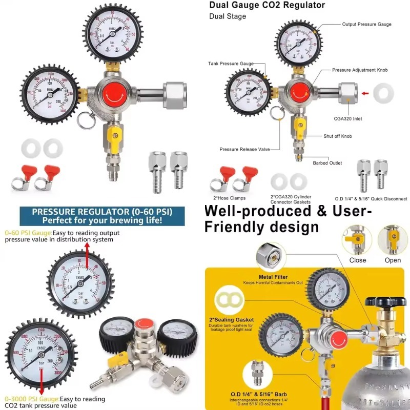 Co2 Regulator Dual Stage - Regolatore CO2 per Birra alla Spina,