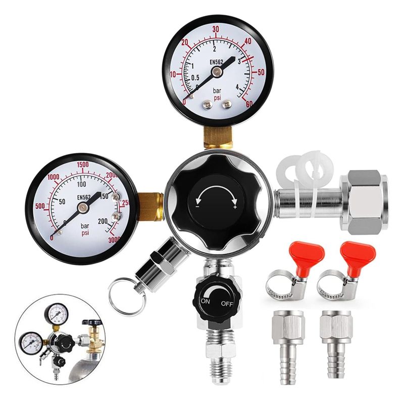 Co2 Regulator Dual Stage - Regolatore per fusto CGA-320, regolatore Co2